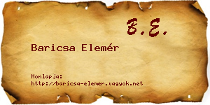 Baricsa Elemér névjegykártya